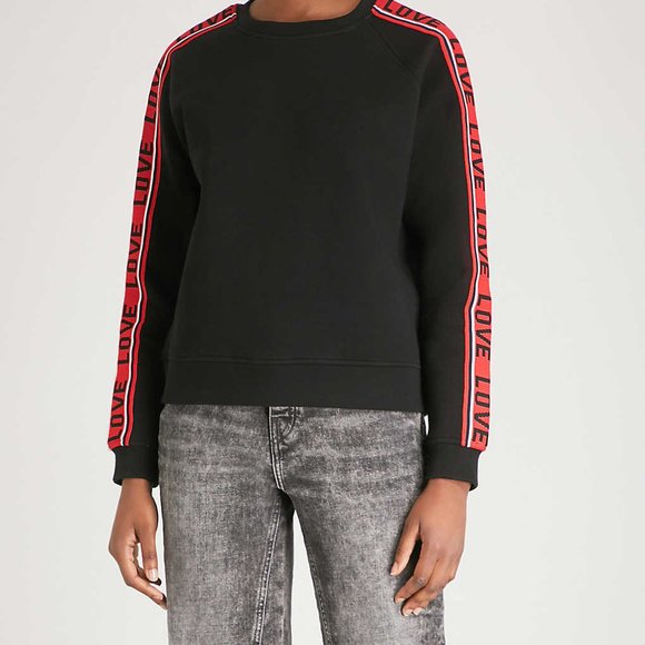 Maje Tops - Maje Love Slogan Black Sweatshirt Size Small